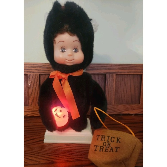 Other - Vintage‎ Motionette Halloween Boy Skunk Costume Trick Or Treat Light Up Pumpkin